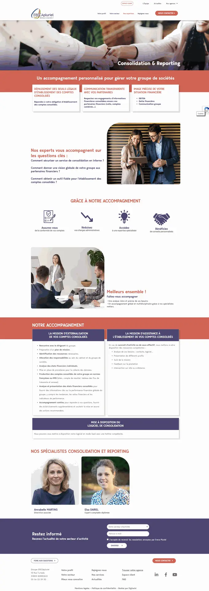 Page web ERECApluriel "Consolidation& Reporting"