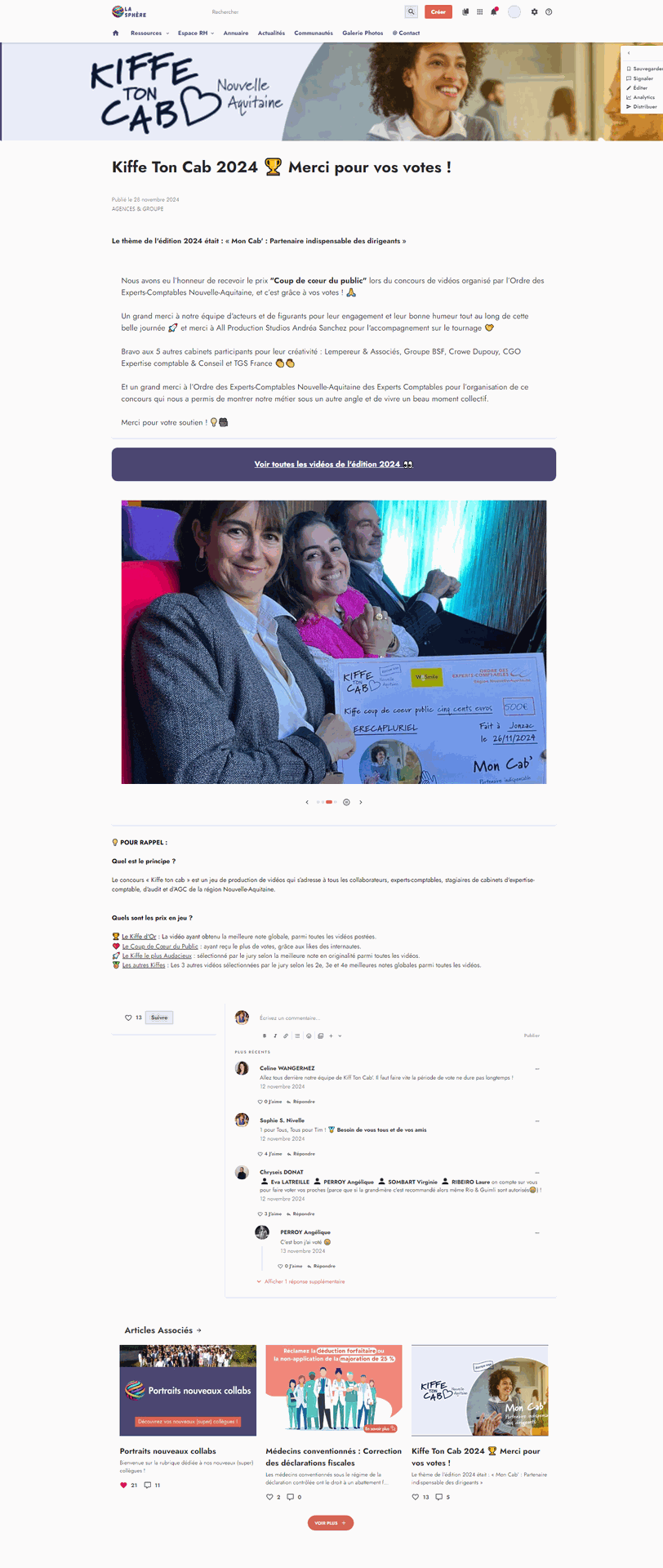 Post Intranet ERECApluriel Challenge Kiffe ton Cab